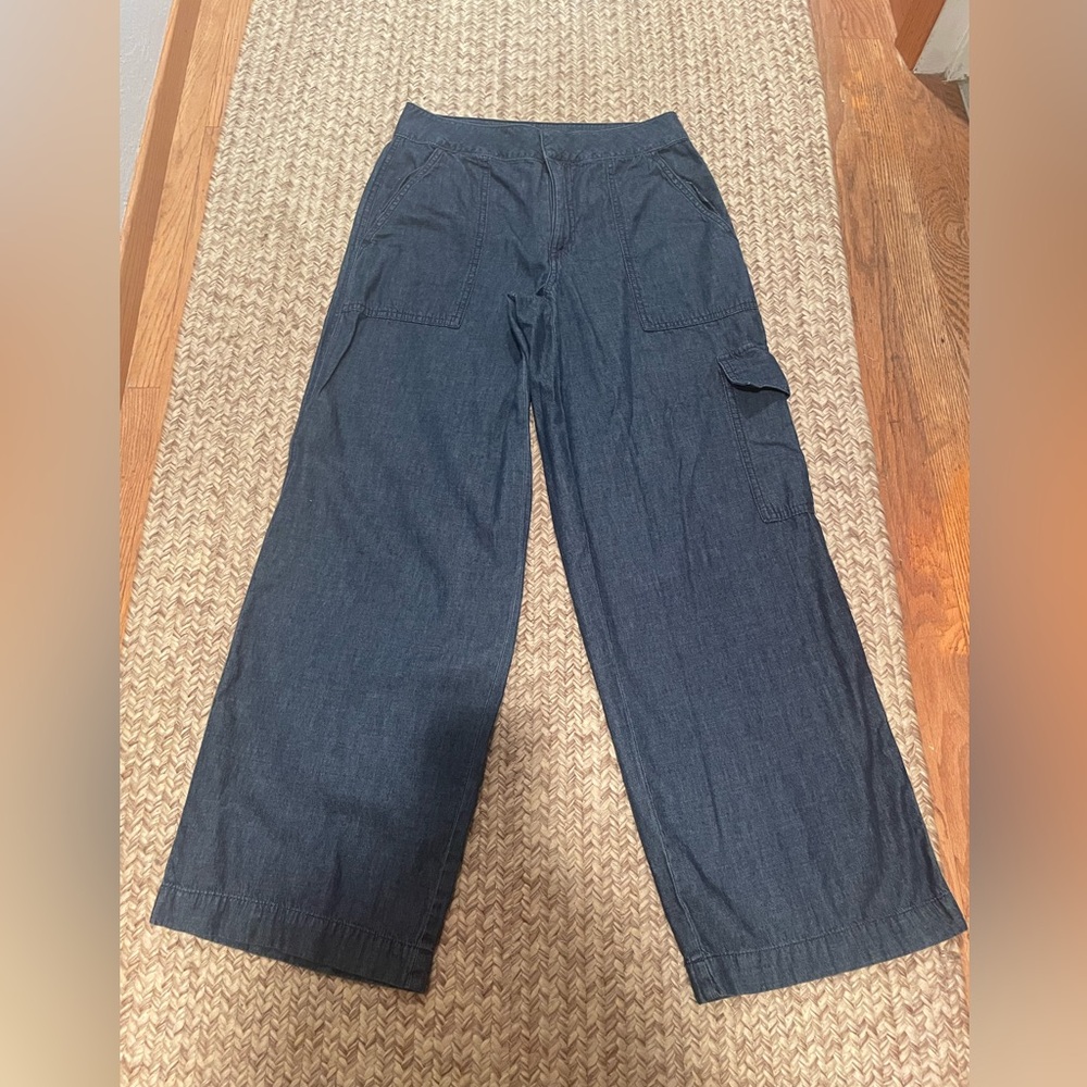 DKNY Dark Blue Wide-Leg Cargo Pants